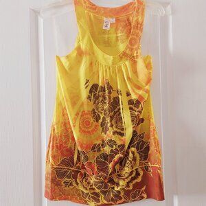 Brown, Yellow & Orange Sleeveless Top Sz L
